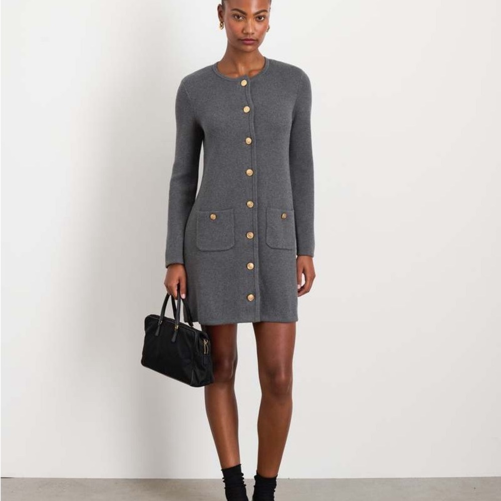 ALEX MILL Paris Sweater Dress In Heather Grey